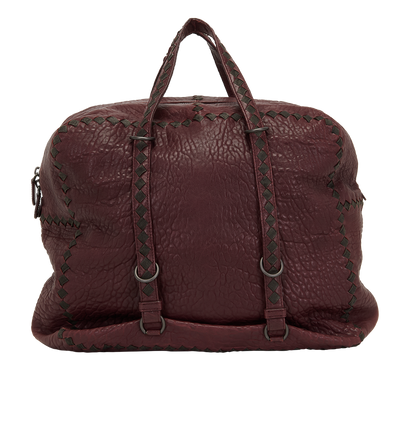 Intrecciato Boston Bag, &pound;250, Handbags, Burgundy, Leather, Front view
